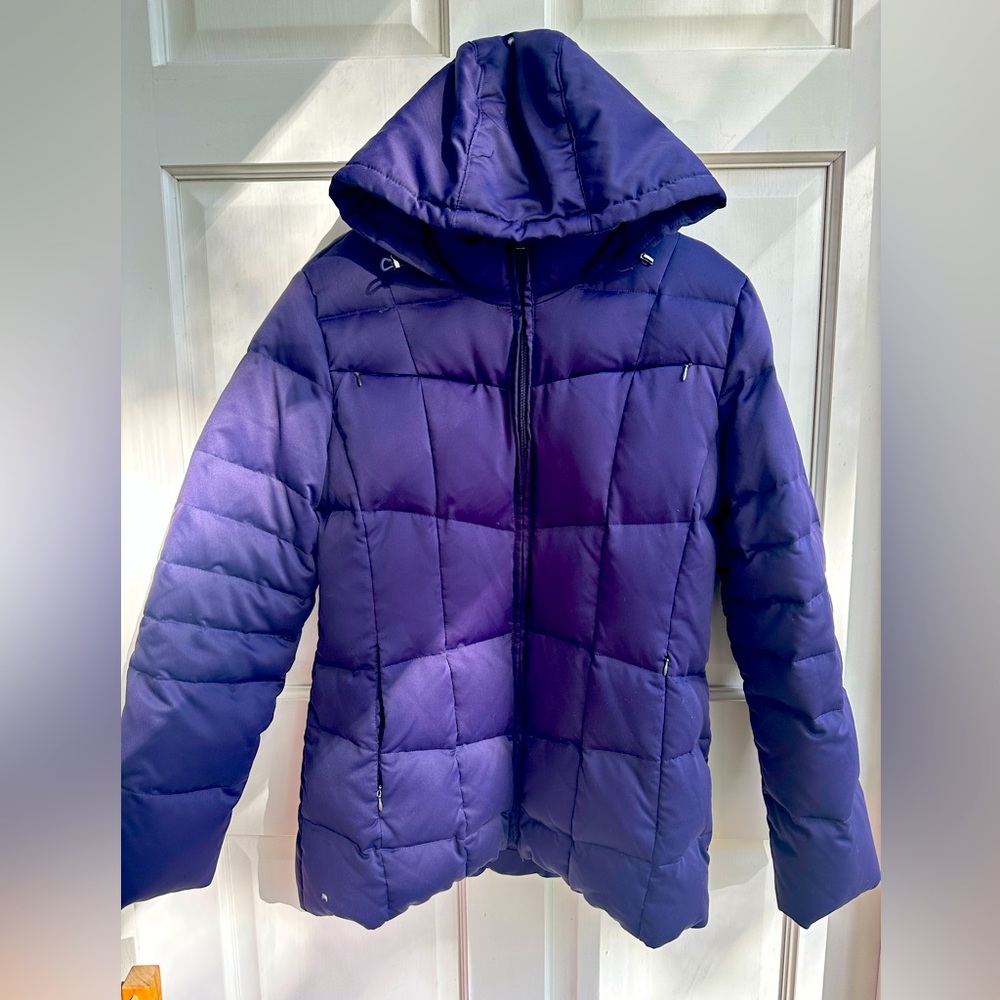 Purple Calvin Klein puffer winter coat, quilted, insulated